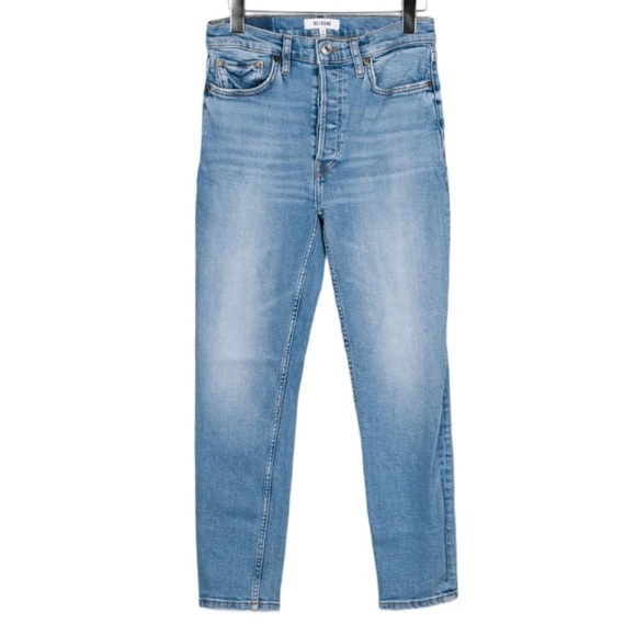 Re/Done 90s High-Rise Ankle Crop Jeans in Light Stone. Size 28 - Picture 2 of 9